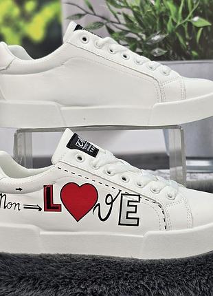 Кросівки-кеди жіночі aosili білі з принтом 8035