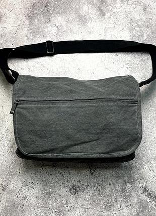 Сумка мессенджер канвас темно-серая