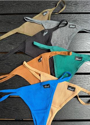 Трусики стринги в рубчик s