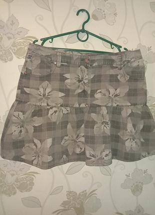 Юбка женская джинсовая зеленая защитная камуфляж мини sublevel винтажная