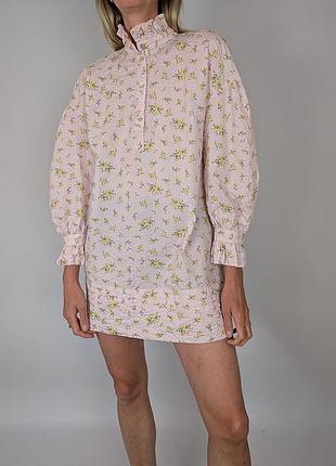 Великолепное воздушное и удобное хлопковое платье с красивым розовым узором от zara