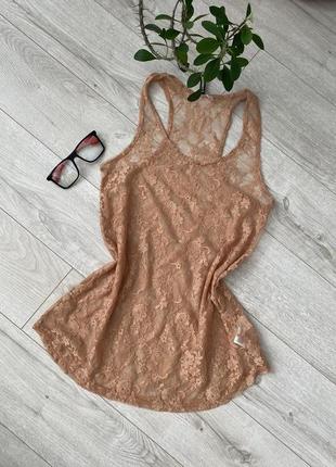 H&m-бежева напівпрозора блузка/топ💫