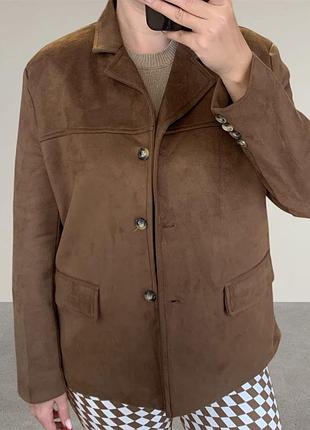 Піджак жакет замшевий імітація замші коричневий