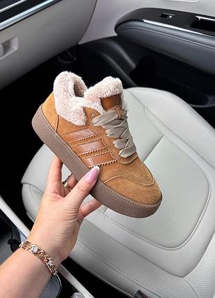 Зимние рыжие замшевые кеды