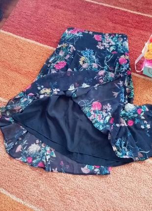 Шифоновая юбочка в цветочный принт, на подкладке2 фото
