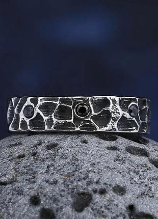 Кольцо черный камень нержавеющая сталь женское мужское