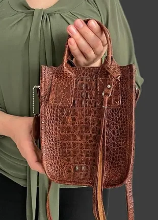 Сумка женская "амели" натуральная кожа, ржа под крокодила