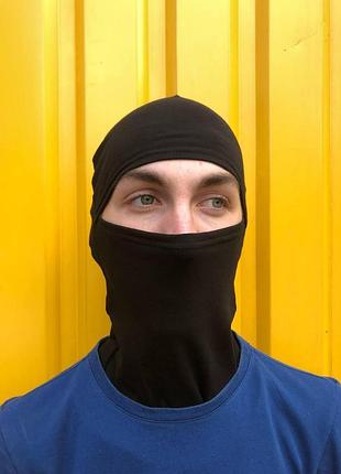 Балаклава тонкая трикотажная военная весна-осень черная
