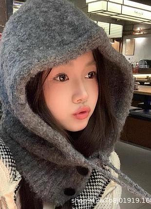 Капор женский теплый на пуговицах
