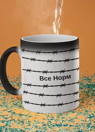 Чашка хамелеон керамічна з принтом "все норм" 330 мл