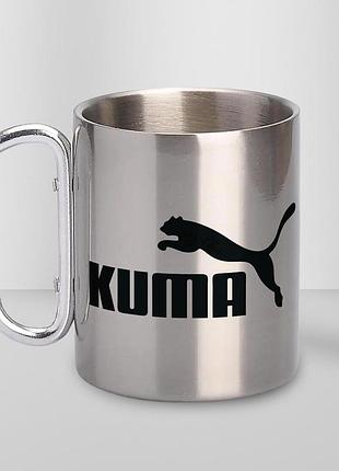 Кружка металева з карабіном "кума" 300 мл срібляста
