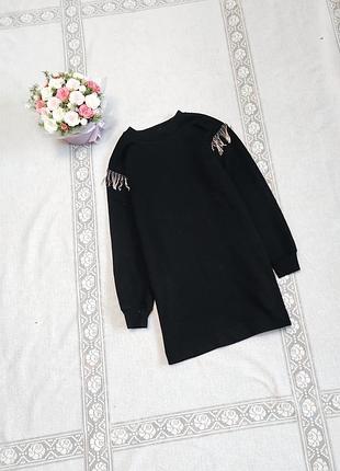 Теплое мини платье-мини с камушками