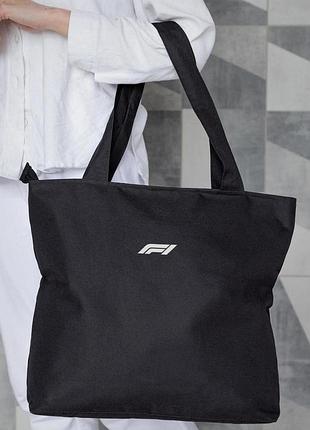 Жіноча сумка еко-шопер тканинна з принтом f1white black