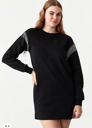 Теплое мини платье-мини с камушками 4