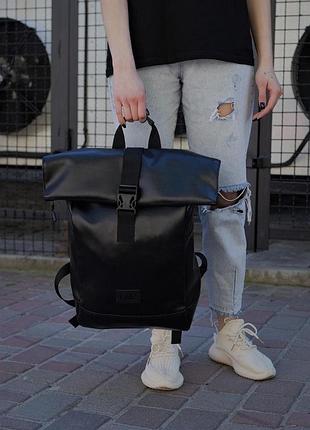 Шкіряний рюкзак роллтоп without 1702 black woman