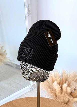 Женская шапка loewe оверсайз двойная с отворотом