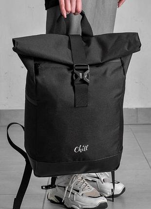 Жіночий повсякденний рюкзак роллтоп шкільний without з принтом chill black