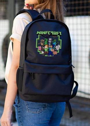 Повсякденний рюкзак шкільний для дівчинки without з принтом майнкрафт black