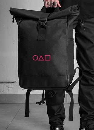 Повсякденний рюкзак роллтоп шкільний для хлопчика without з принтом гра в кальмара black