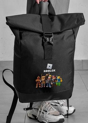 Повсякденний рюкзак роллтоп шкільний для дівчинки without з принтом роблокс black