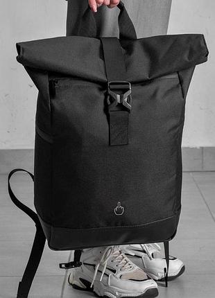 Жіночий повсякденний рюкзак роллтоп шкільний without з принтом finger black