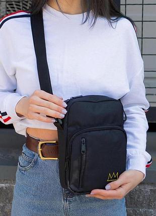 Жіноча сумка месенджер барсетка через плече without з принтом crown black