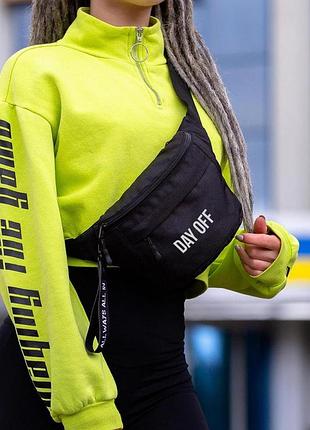 Жіноча сумка бананка барсетка через плече without з принтом dayoff black