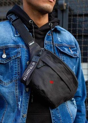 Чоловіча сумка бананка барсетка через плече without з принтом rose black