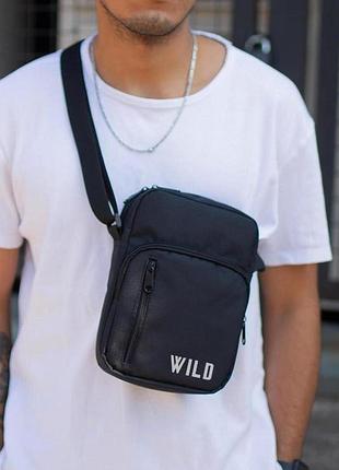 Чоловіча сумка месенджер барсетка через плече without з принтом wild black