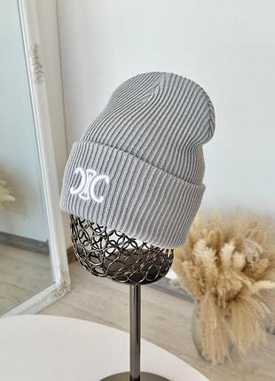 Шапка женская celine оверсайз двойная с отворотом