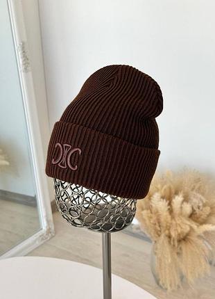 Шапка женская celine оверсайз двойная с отворотом