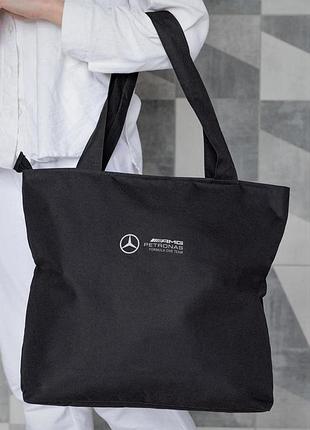 Женская сумка эко-шоппер тканевая с принтом amg black