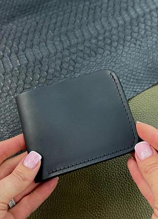 Чоловічий гаманець-біфолд із натуральної шкіри sd008 (чорний)