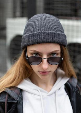 Шапка біні without leon жіноча темно сіра