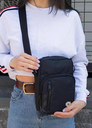 Жіноча сумка месенджер барсетка через плече without з принтом flower black