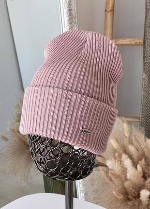 Шапка женская jk🌷оверсайз 👍 двойная с отворотом