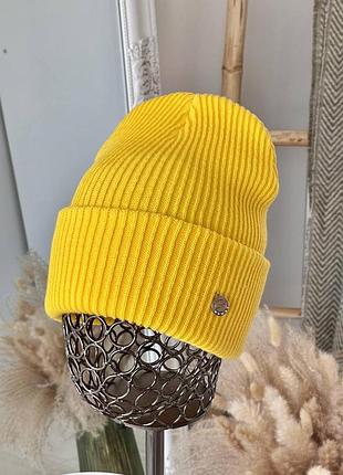 Шапка женская jk🌷оверсайз 👍 двойная с отворотом