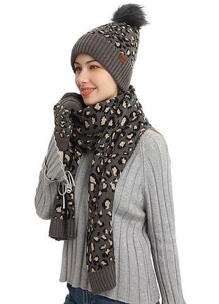 Комплект жіночий зимовий шапка шарф рукавички
