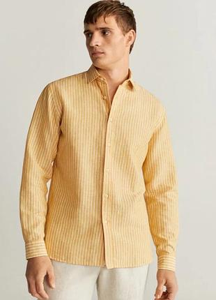 Рубашка мужская льняная в полоску mango