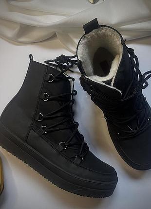 Чорні зимові черевики london rebel на шнурівці лунохода