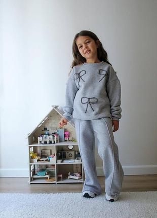 Теплый детский костюм для девочки утепленный на флисе