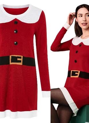 Новогодний рождественский свитер туника платья миссис Санта