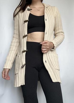 Бежевий кардиган кофта з капюшоном бавовна next