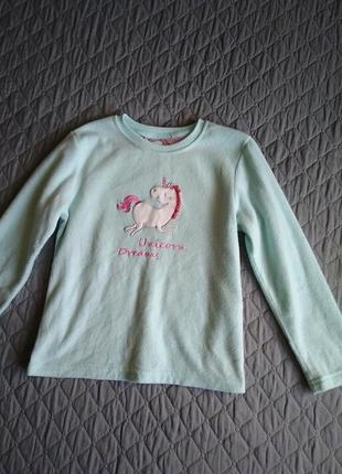 Детская флисовая кофточка свитшот реглан флиска пижама теплая термо поддева пони единорог костюм футболка бельё