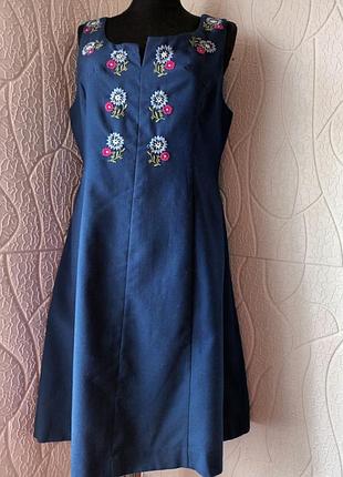Сарафан синий винтажный  1967 размер 46