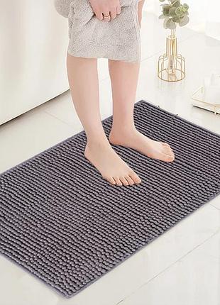 Коврик для ванны и душа из мягкого длинного ворса bathlux нескользящий, прорезиненный серый