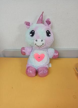 Мягкая плюшевая игрушка ночник-проектор hug to light led подсветка единорог