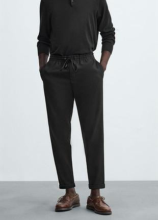 Штани джогери easy care чоловічі zara чорні м