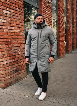 Мужская куртка зимняя парка asos серая