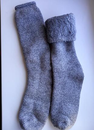 🔥утолщенные, утепленные серые гольфы, высокие носки р.38-39